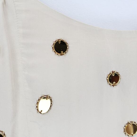 J.Crew Collection Slip Dress Mirror Embellishments Gold Sea Sand Size 10 NWT - Picture 9 of 11